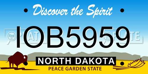 IOB5959 North Dakota License Plate