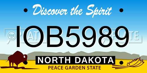 IOB5989 North Dakota License Plate