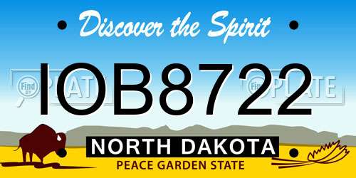 IOB8722 North Dakota License Plate