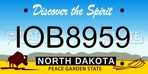 IOB8959 North Dakota License Plate