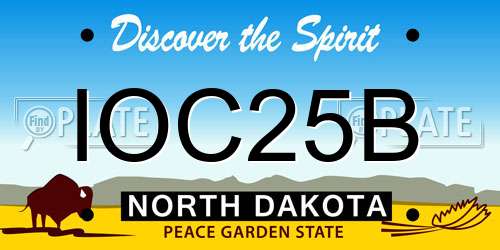 IOC25B North Dakota License Plate