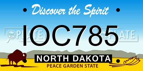 IOC785 North Dakota License Plate