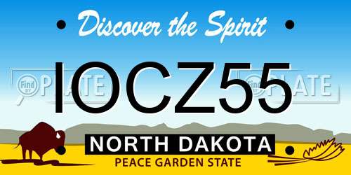 IOCZ55 North Dakota License Plate