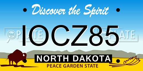 IOCZ85 North Dakota License Plate