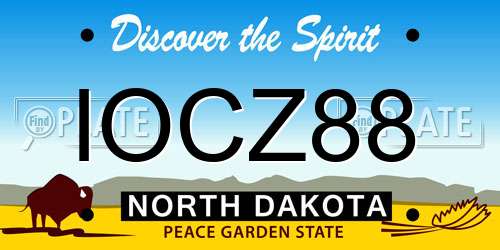 IOCZ88 North Dakota License Plate