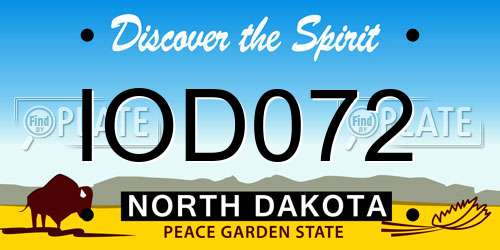 IOD072 North Dakota License Plate