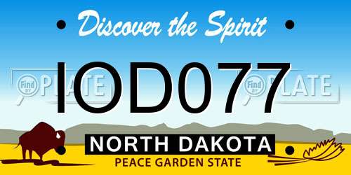 IOD077 North Dakota License Plate