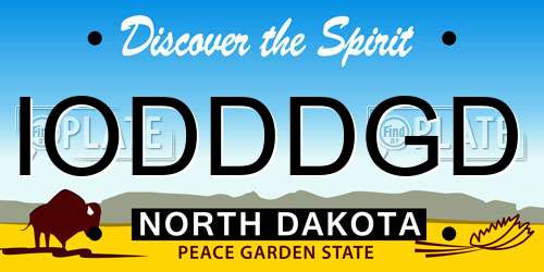 IODDDGD North Dakota License Plate