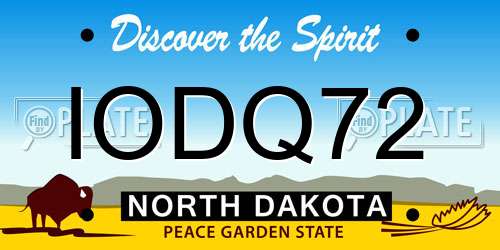 IODQ72 North Dakota License Plate