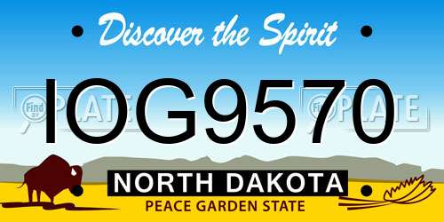 IOG9570 North Dakota License Plate