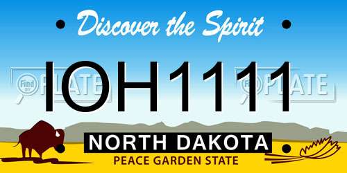 IOH1111 North Dakota License Plate