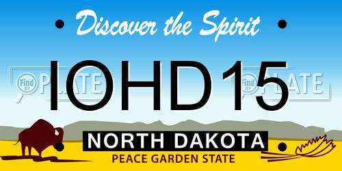 IOHD15 North Dakota License Plate