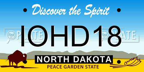 IOHD18 North Dakota License Plate
