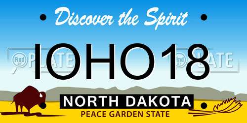 IOHO18 North Dakota License Plate