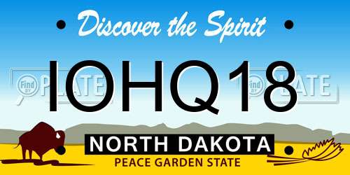 IOHQ18 North Dakota License Plate