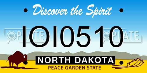 IOI0510 North Dakota License Plate