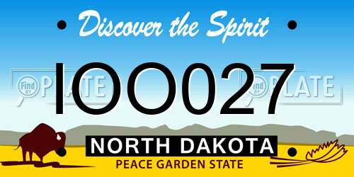 IOO027 North Dakota License Plate