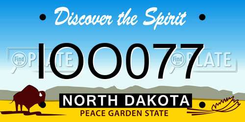 IOO077 North Dakota License Plate