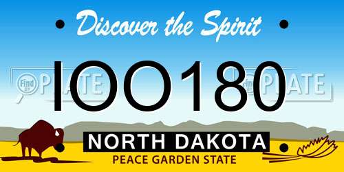 IOO180 North Dakota License Plate