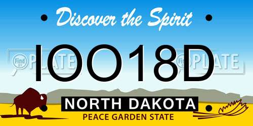 IOO18D North Dakota License Plate