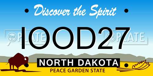 IOOD27 North Dakota License Plate