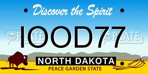 IOOD77 North Dakota License Plate