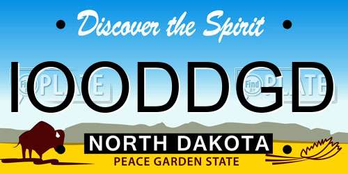 IOODDGD North Dakota License Plate