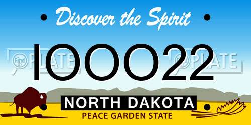 IOOO22 North Dakota License Plate