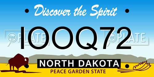 IOOQ72 North Dakota License Plate