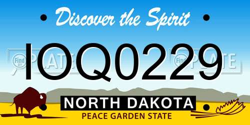 IOQ0229 North Dakota License Plate