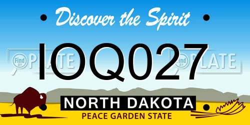 IOQ027 North Dakota License Plate