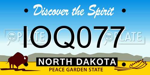 IOQ077 North Dakota License Plate