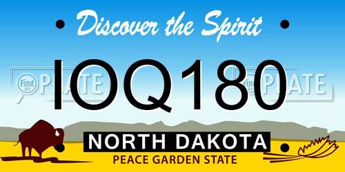 IOQ180 North Dakota License Plate
