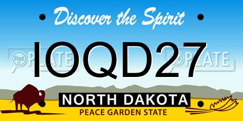 IOQD27 North Dakota License Plate