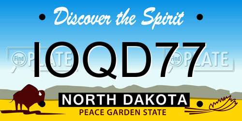 IOQD77 North Dakota License Plate