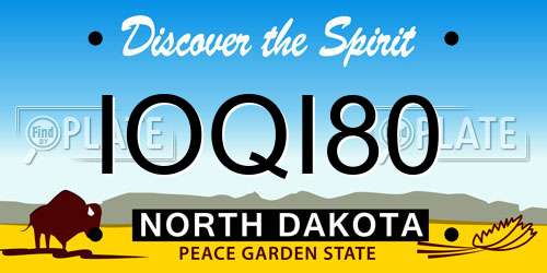 IOQI80 North Dakota License Plate
