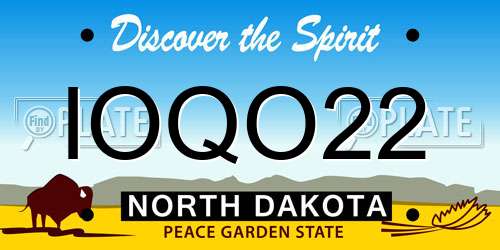 IOQO22 North Dakota License Plate