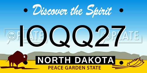 IOQQ27 North Dakota License Plate