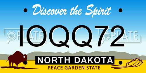 IOQQ72 North Dakota License Plate