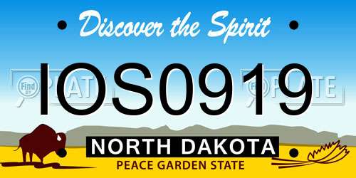 IOS0919 North Dakota License Plate