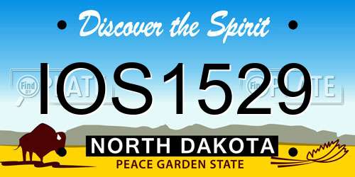 IOS1529 North Dakota License Plate