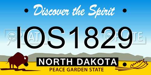 IOS1829 North Dakota License Plate