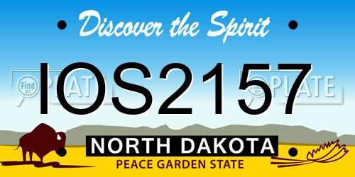 IOS2157 North Dakota License Plate