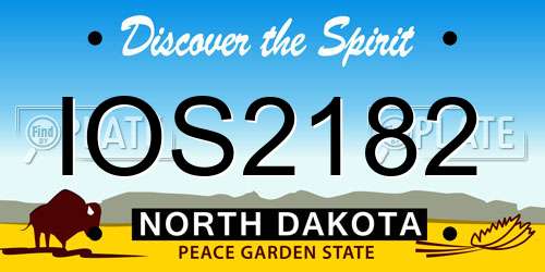 IOS2182 North Dakota License Plate
