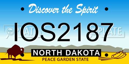 IOS2187 North Dakota License Plate