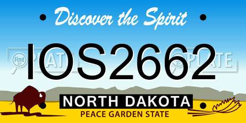 IOS2662 North Dakota License Plate