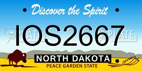 IOS2667 North Dakota License Plate