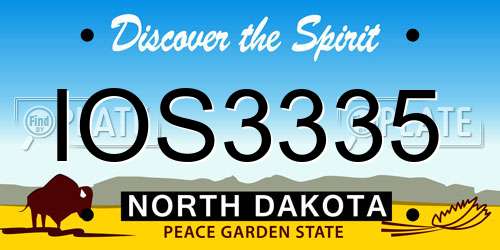IOS3335 North Dakota License Plate