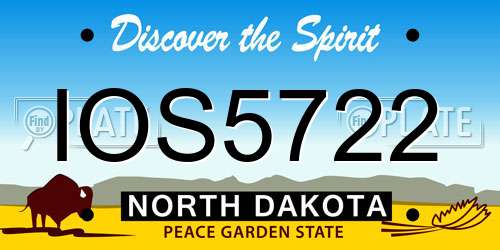 IOS5722 North Dakota License Plate