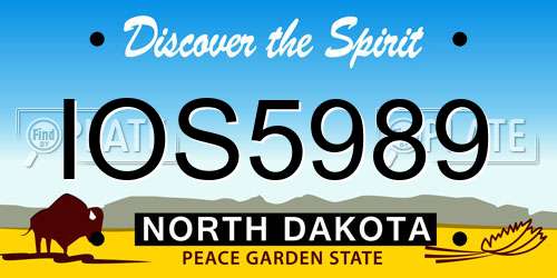 IOS5989 North Dakota License Plate